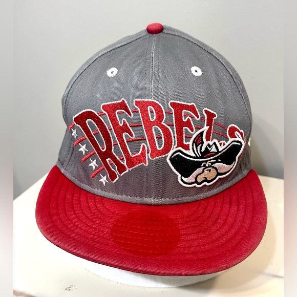 Vtg New Era 9fifty NCAA UNLV Las Vegas REBELS Snap Back Flat Brim Hat OSFM - Picture 8 of 9